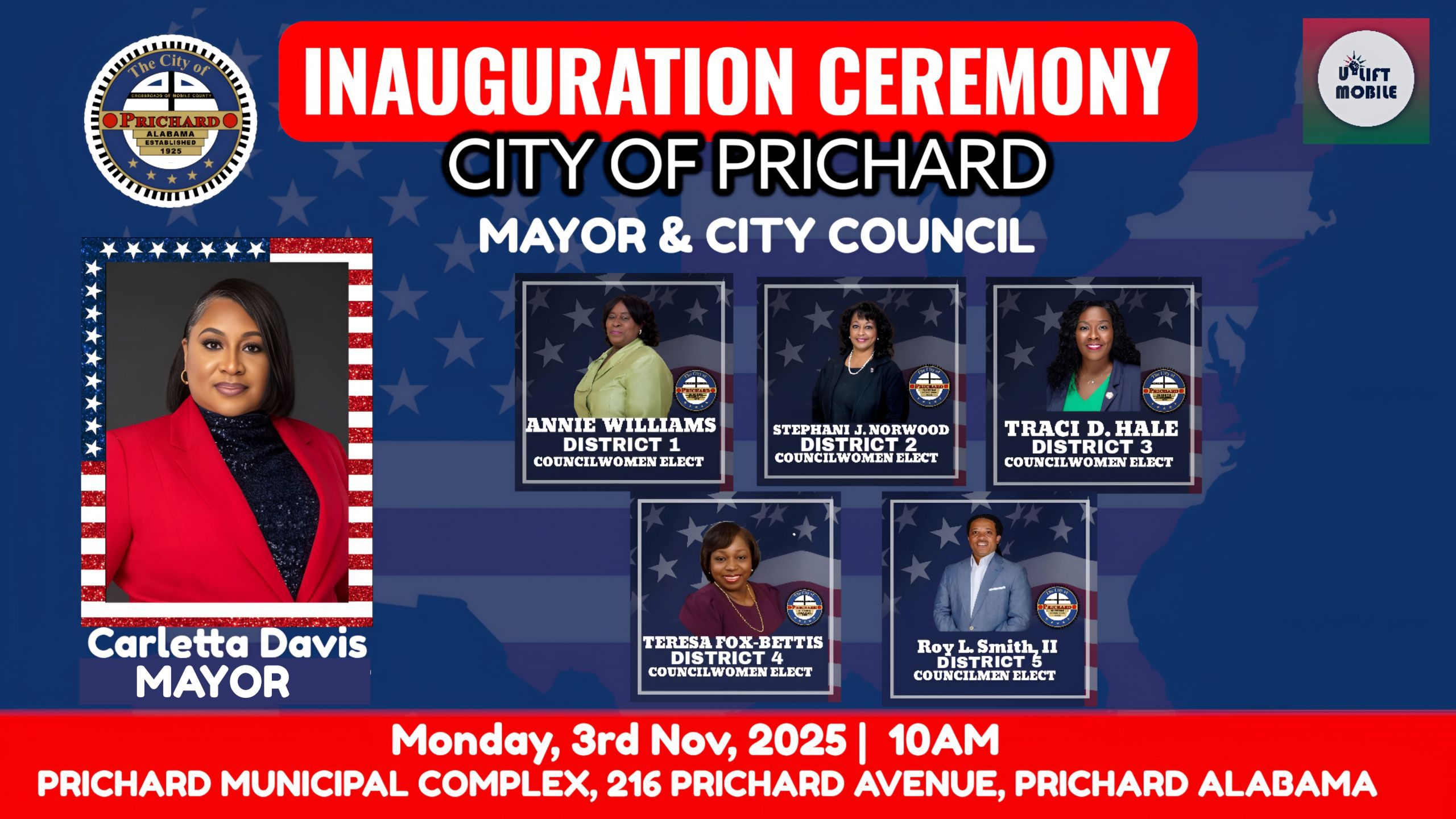 Prichard Mayor Carletta Davis Sworn In with New City Council at 2025 Inauguration Ceremony