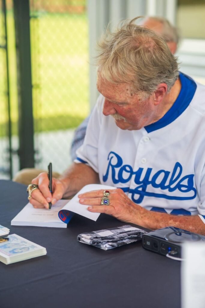 Former MLB player and Satsuma High School graduate Randy McGilberry signing his recent book Dare to Dream