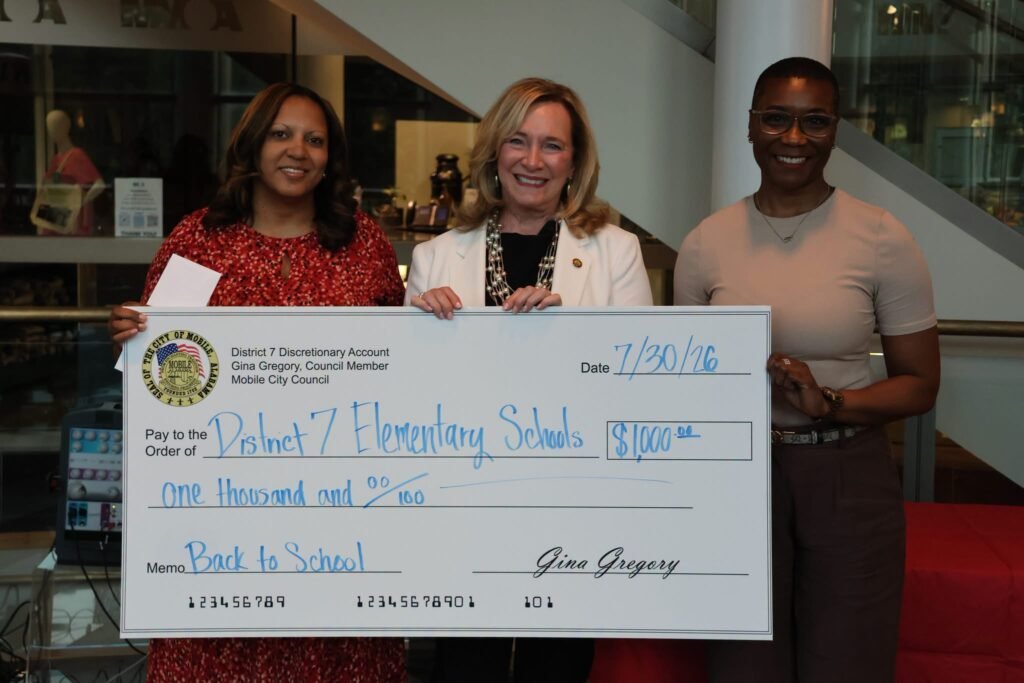 Council Member Gina Gregory donated $1,000 to the (3) elementary schools in District 7.