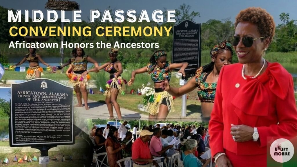 Descendants gather in Africatown, Alabama, to honor ancestors at the Middle Passage Convening Ceremony during the annual LEAF festival.