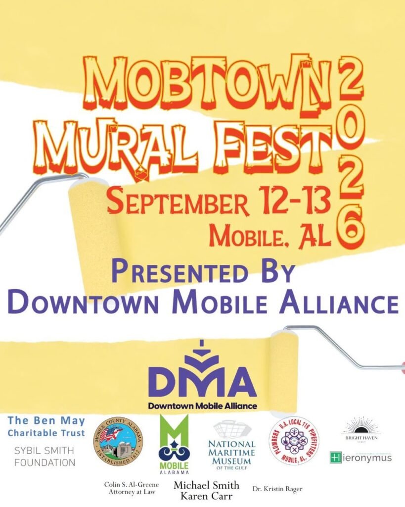 The Mobile Arts Council and Downtown Mobile Alliance are launching the city's inaugural MobTown Mural Festival on September 12–13, 2026, featuring live art installations, food trucks, and public art displays